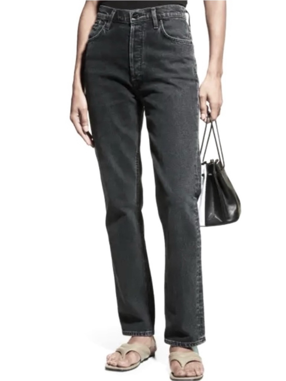 GOLDSIGN HIGH-WAISTED STRAIGHT LEG JEANS